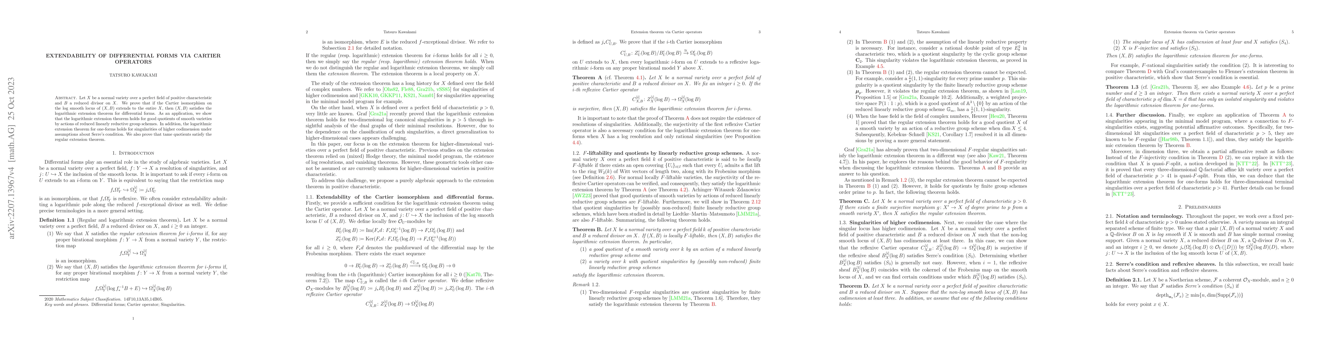 Thumbnail for Extendability of differential forms via Cartier operators
