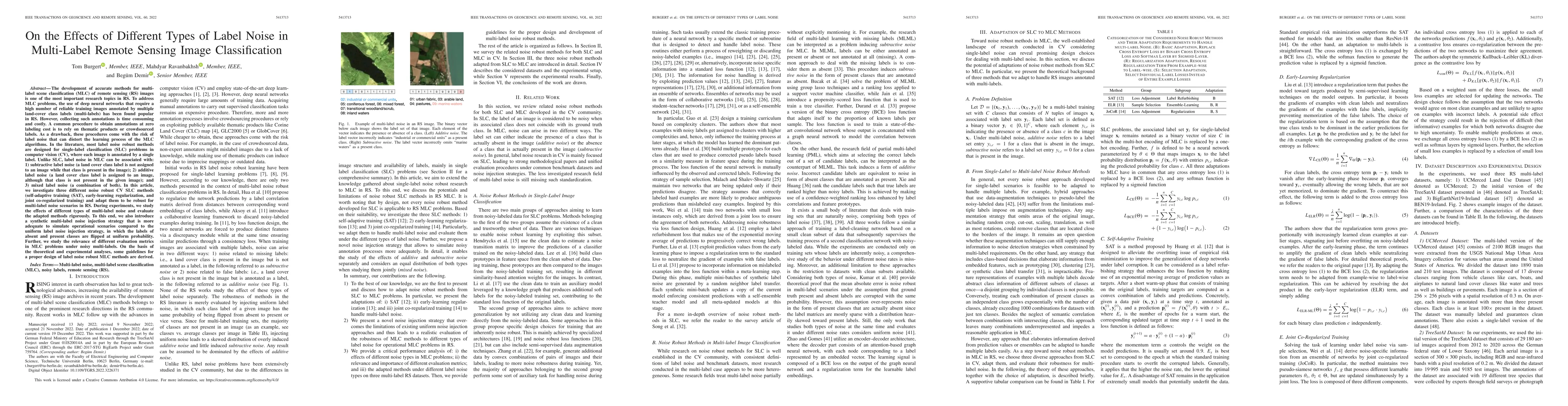 Thumbnail for On the Effects of Different Types of Label Noise in Multi-Label Remote
  Sensing Image Classification