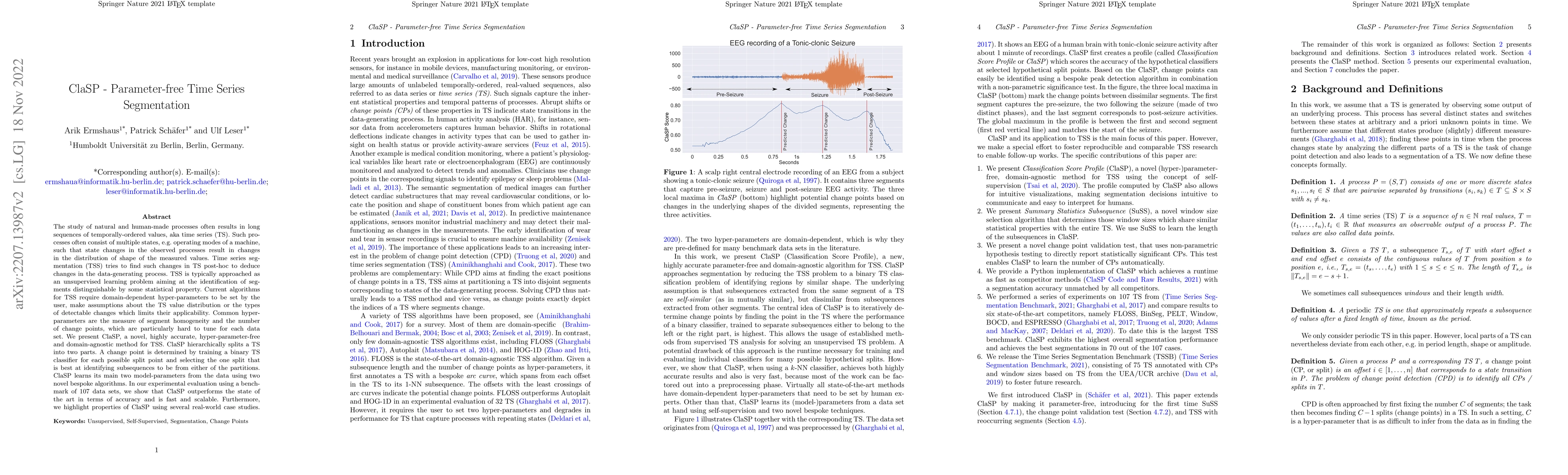 Thumbnail for ClaSP -- Parameter-free Time Series Segmentation