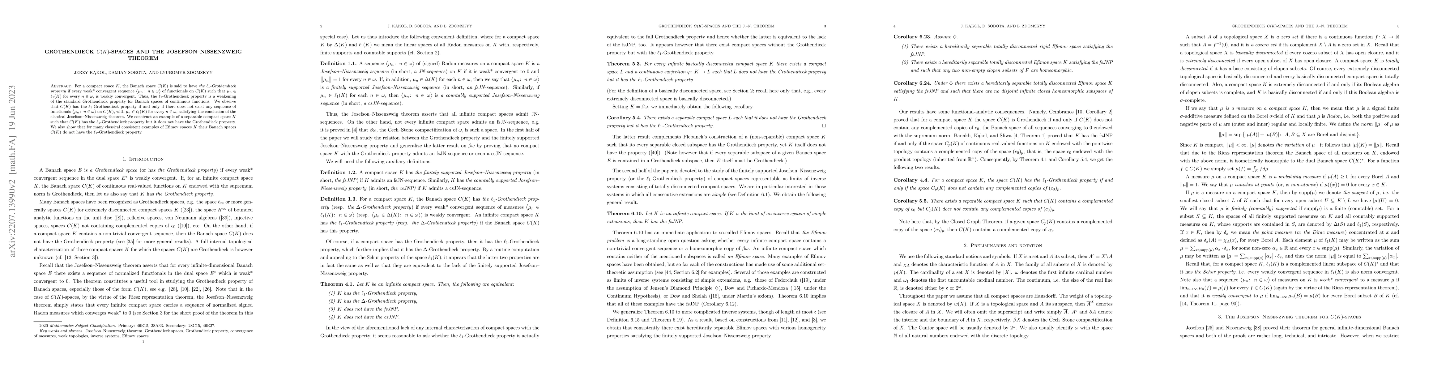 Thumbnail for Grothendieck $C(K)$-spaces and the Josefson--Nissenzweig theorem