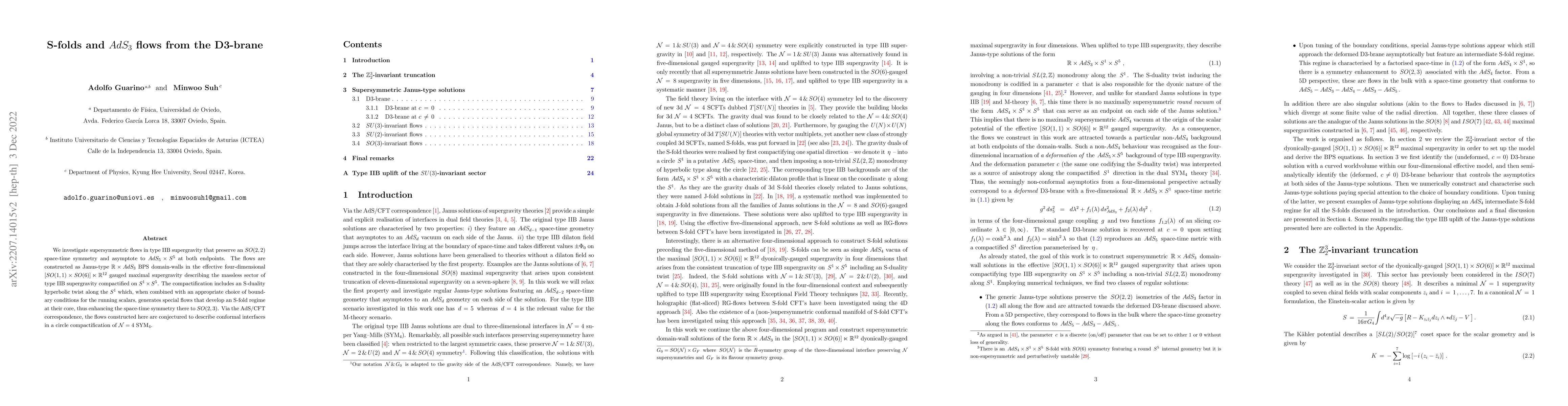Thumbnail for S-folds and $AdS_{3}$ flows from the D3-brane