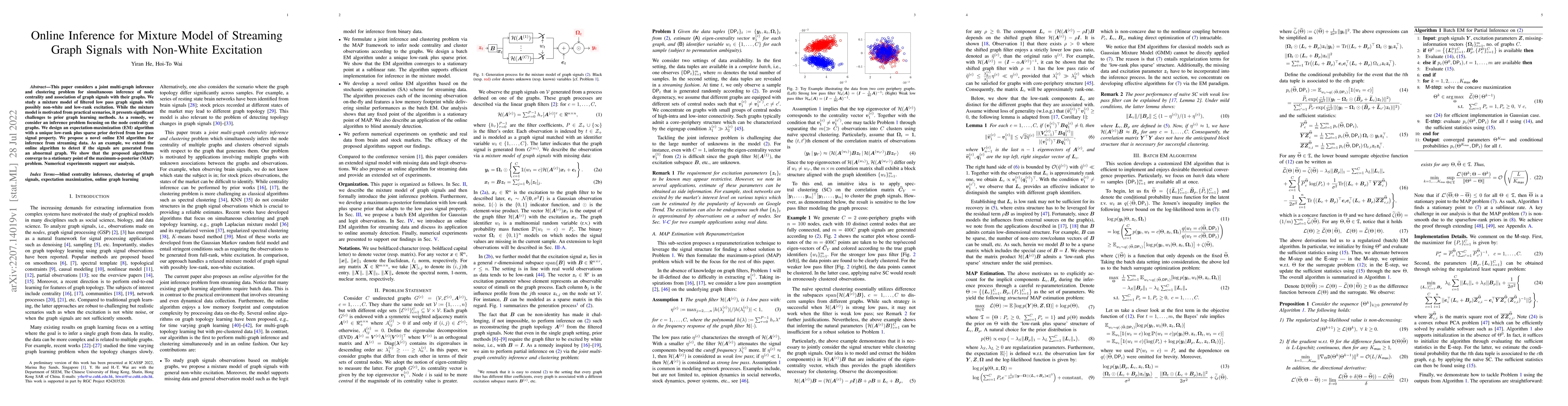 Thumbnail for Online Inference for Mixture Model of Streaming Graph Signals with
  Non-White Excitation