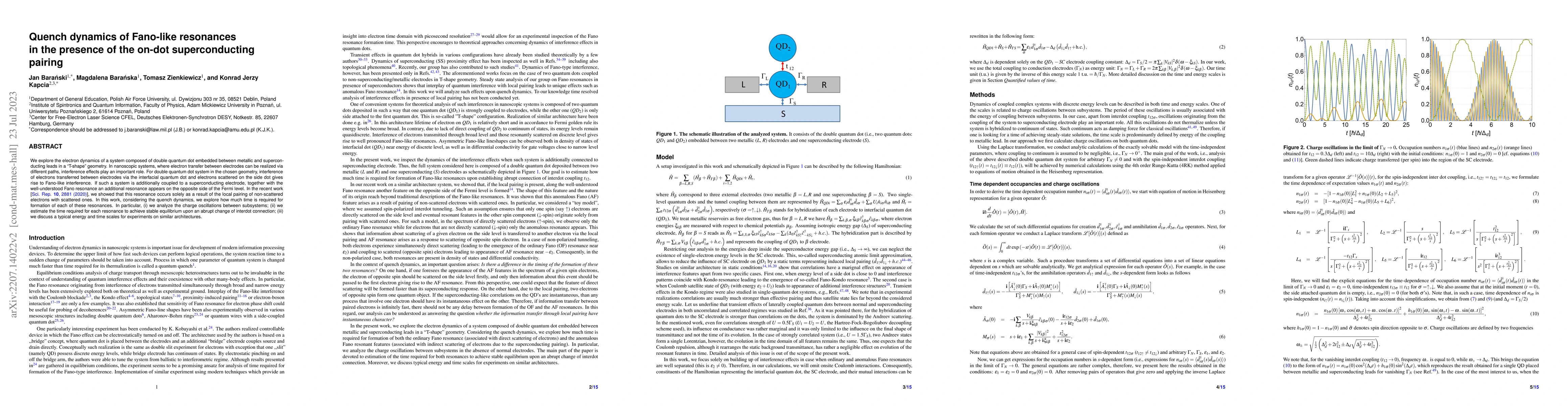Thumbnail for Quench dynamics of Fano-like resonances in the presence of the on-dot
  superconducting pairing