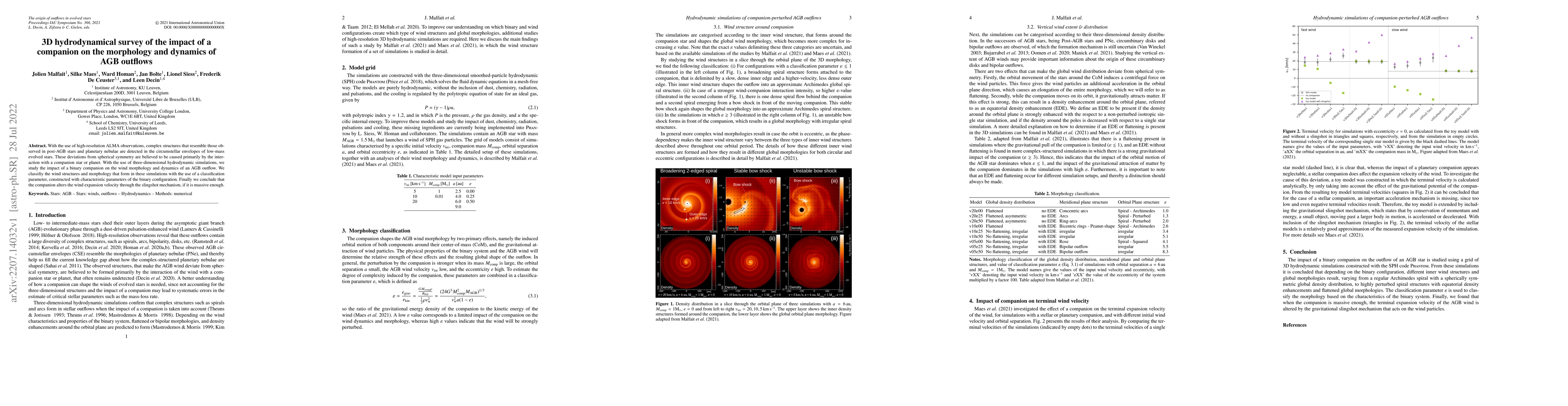 Thumbnail for 3D hydrodynamical survey of the impact of a companion on the morphology
  and dynamics of AGB outflow