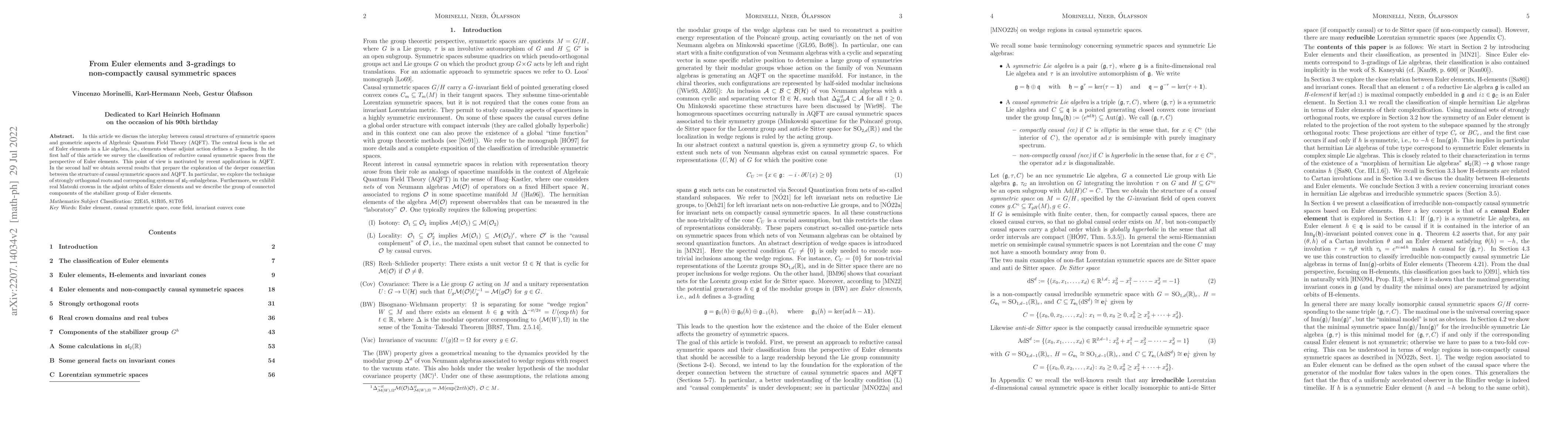 Thumbnail for From Euler elements and 3-gradings to non-compactly causal symmetric
  spaces