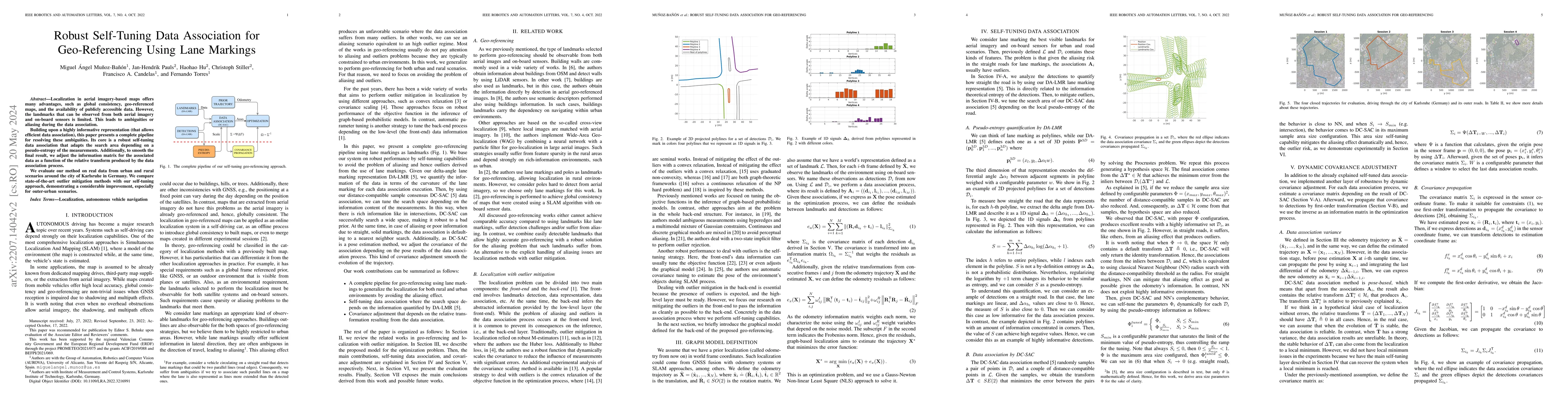 Thumbnail for Robust Self-Tuning Data Association for Geo-Referencing Using Lane
  Markings
