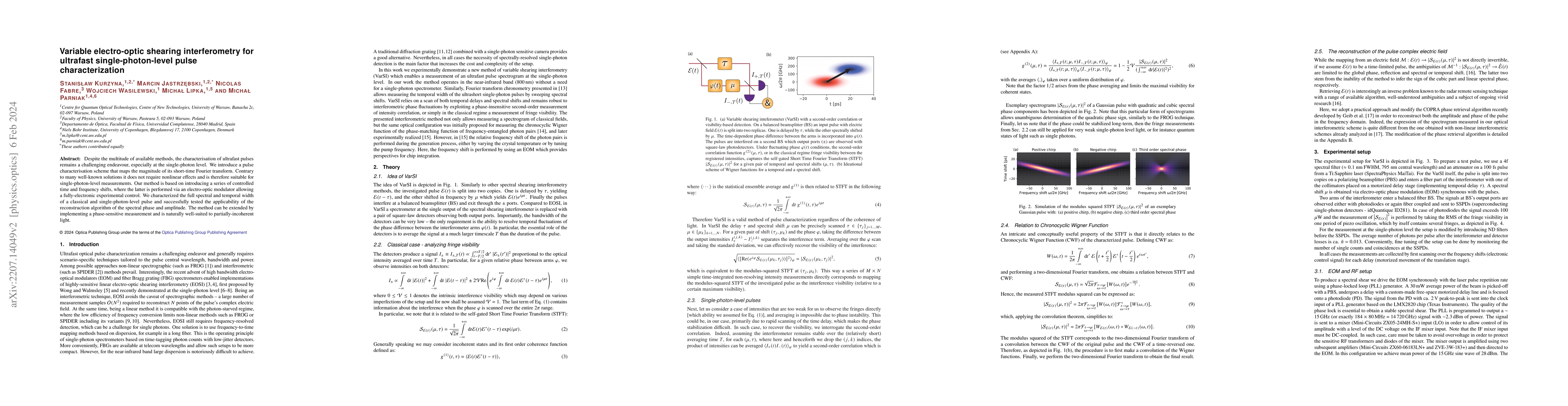 Thumbnail for Variable electro-optic shearing interferometry for ultrafast
  single-photon-level pulse characterization