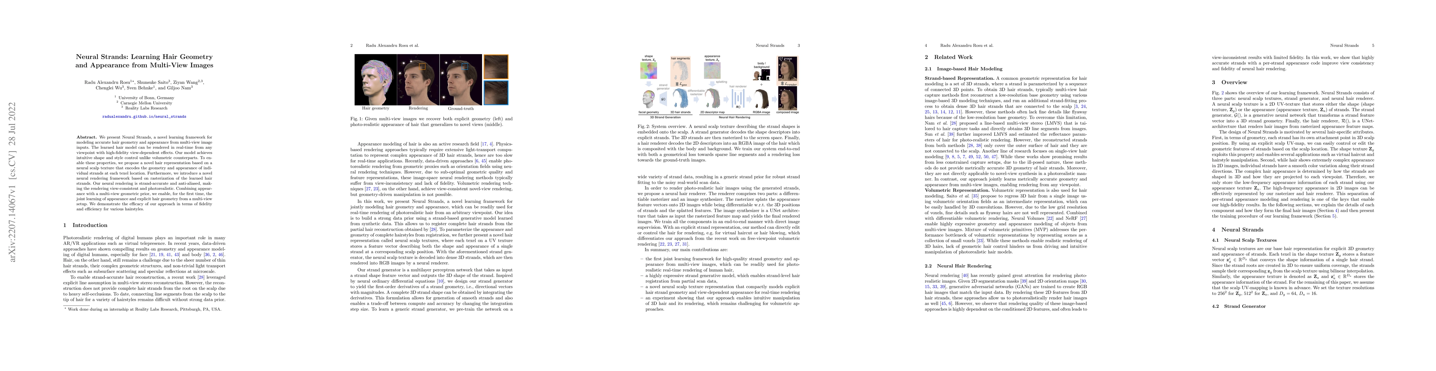 Thumbnail for Neural Strands: Learning Hair Geometry and Appearance from Multi-View
  Images