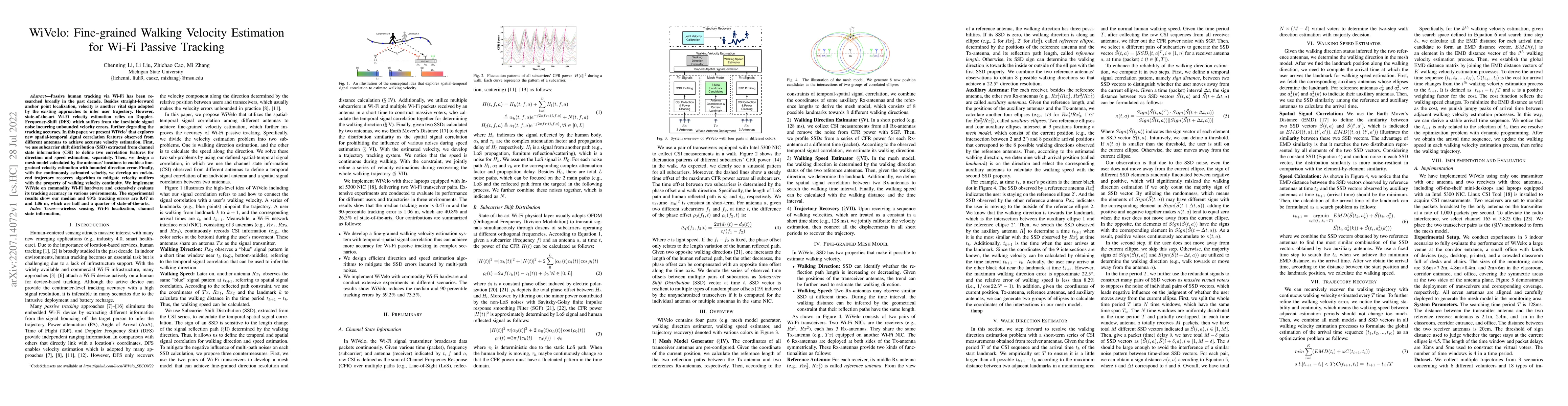 Thumbnail for WiVelo: Fine-grained Walking Velocity Estimation for Wi-Fi Passive
  Tracking