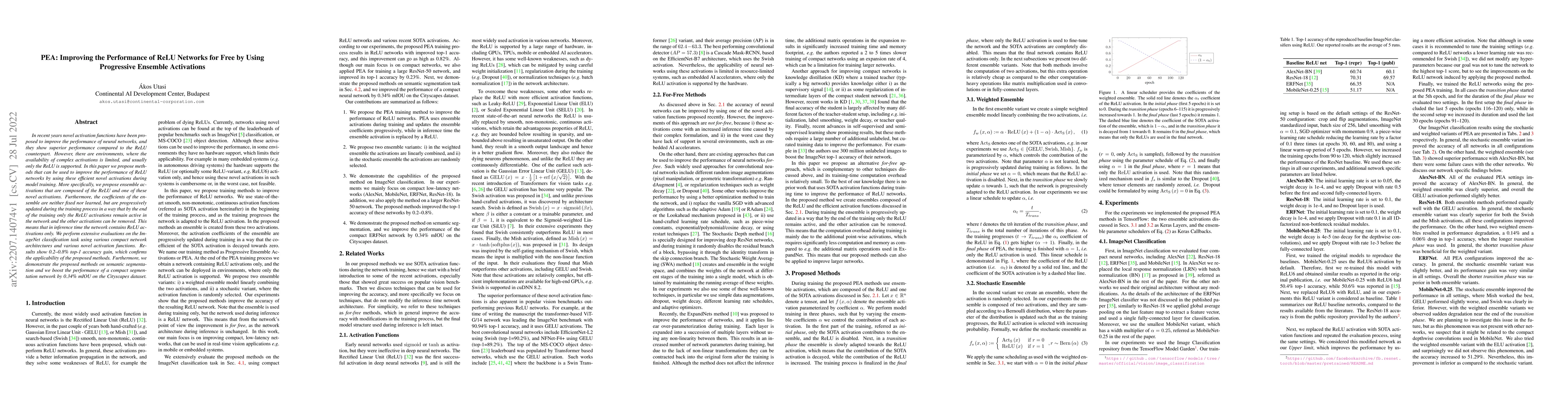 Thumbnail for PEA: Improving the Performance of ReLU Networks for Free by Using
  Progressive Ensemble Activations