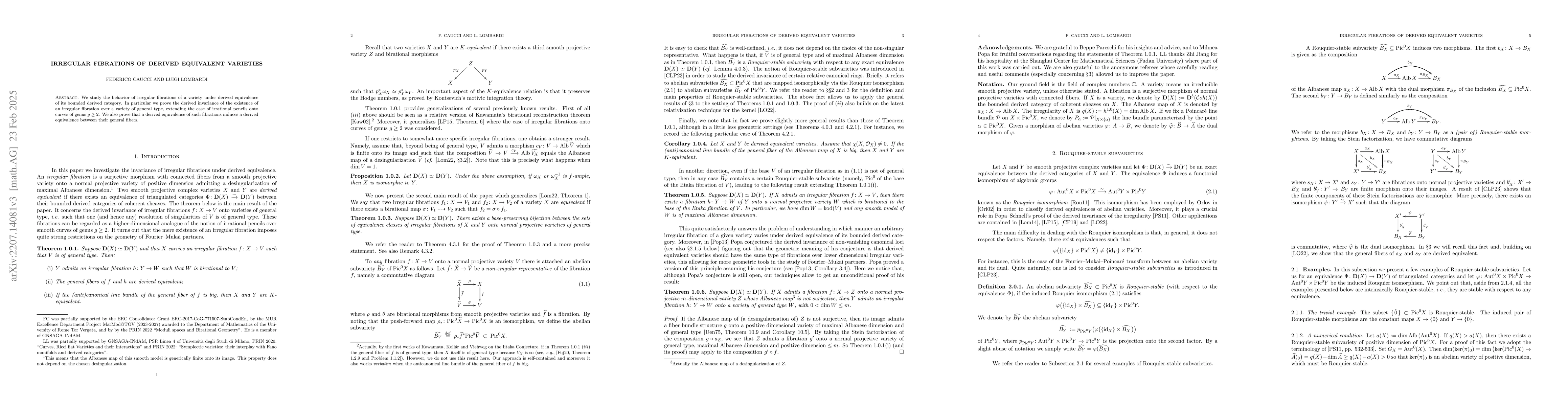 Thumbnail for Irregular fibrations of derived equivalent varieties