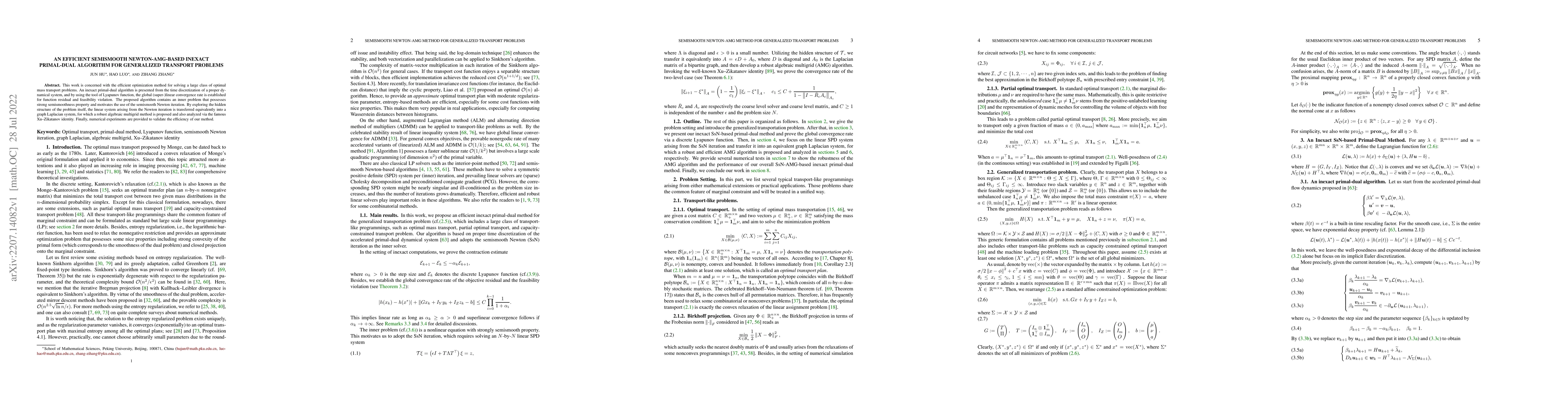 Thumbnail for An efficient semismooth Newton-AMG-based inexact primal-dual algorithm
  for generalized transport problems