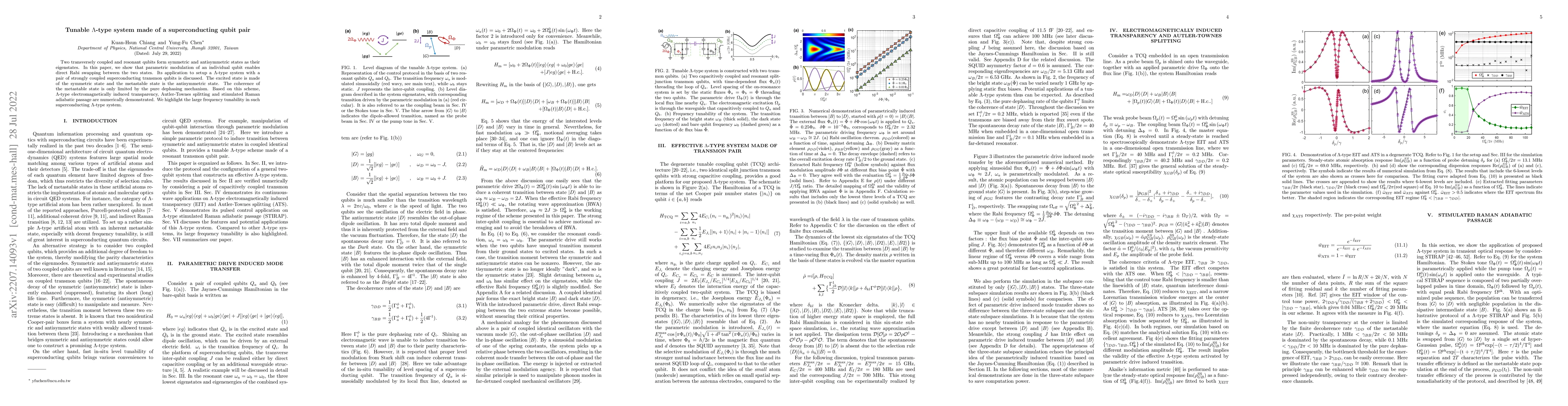 Thumbnail for Tunable $\Lambda$-type system made of a superconducting qubit pair
