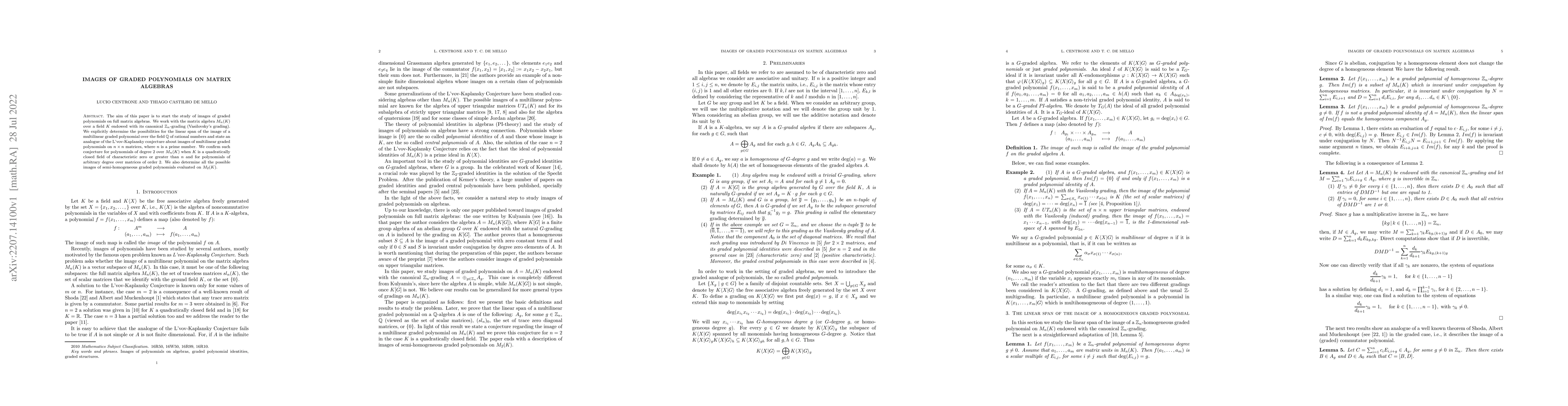 Thumbnail for Images of graded polynomials on matrix algebras