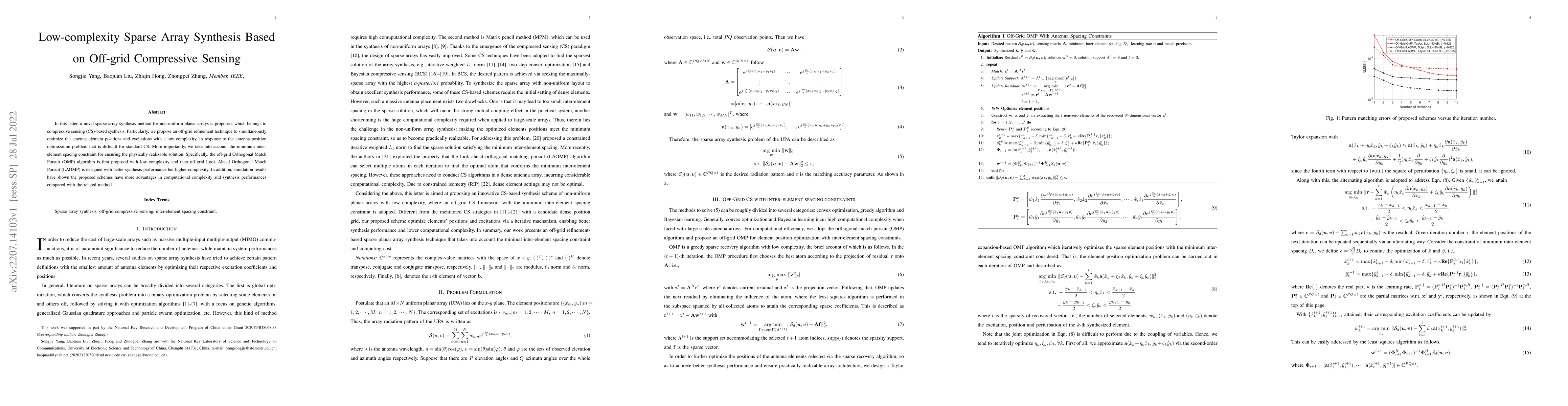 Thumbnail for Low-complexity Sparse Array Synthesis Based on Off-grid Compressive
  Sensing