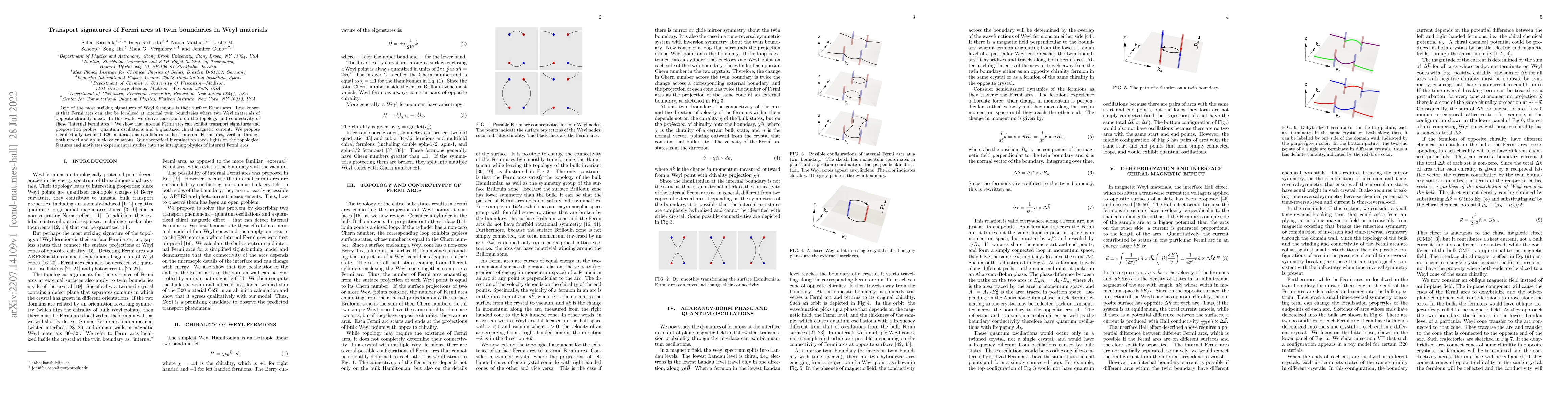 Thumbnail for Transport signatures of Fermi arcs at twin boundaries in Weyl materials