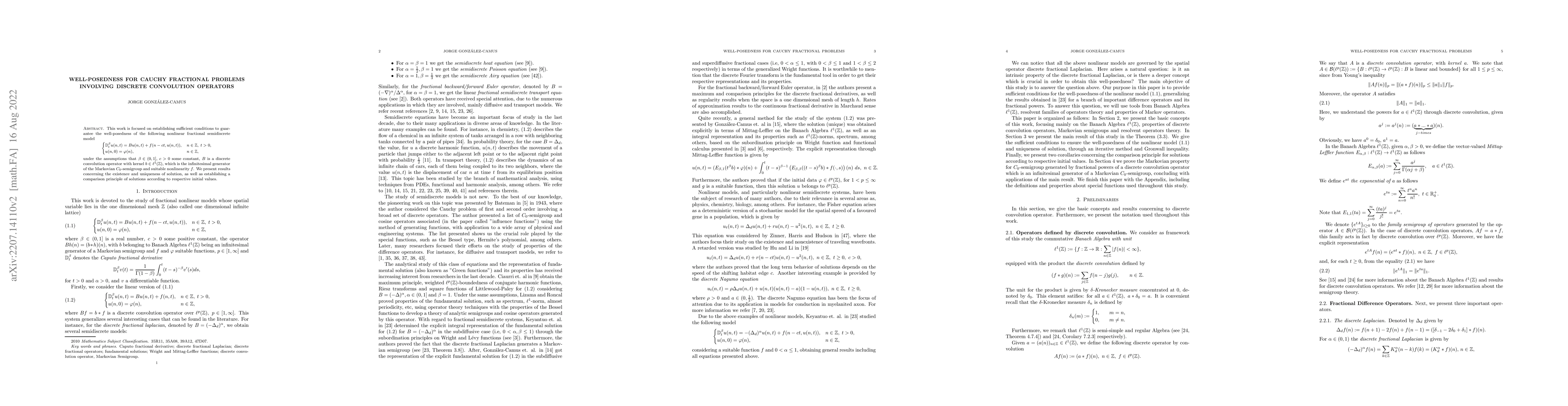 Thumbnail for Well-posedness for Cauchy fractional problems involving discrete
  convolution operators