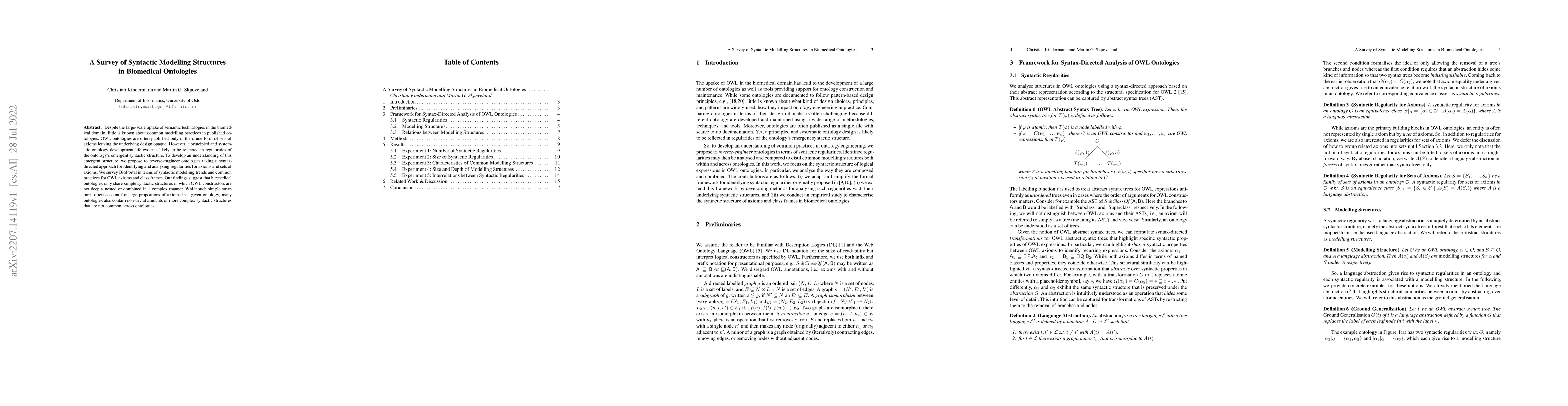 Thumbnail for A Survey of Syntactic Modelling Structures in Biomedical Ontologies