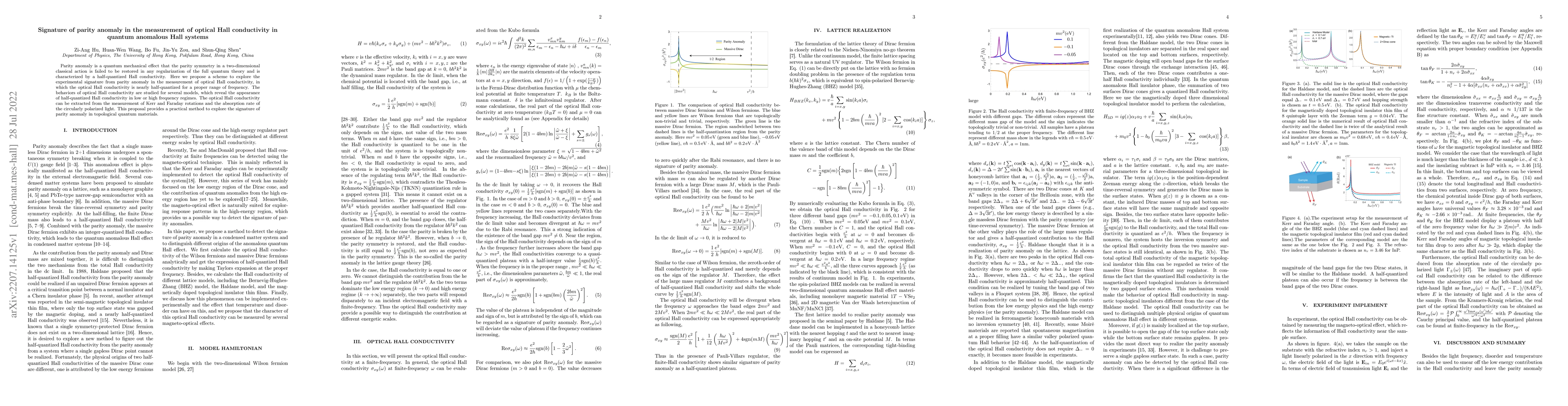 Thumbnail for Signature of parity anomaly in the measurement of optical Hall
  conductivity in quantum anomalous Hall systems