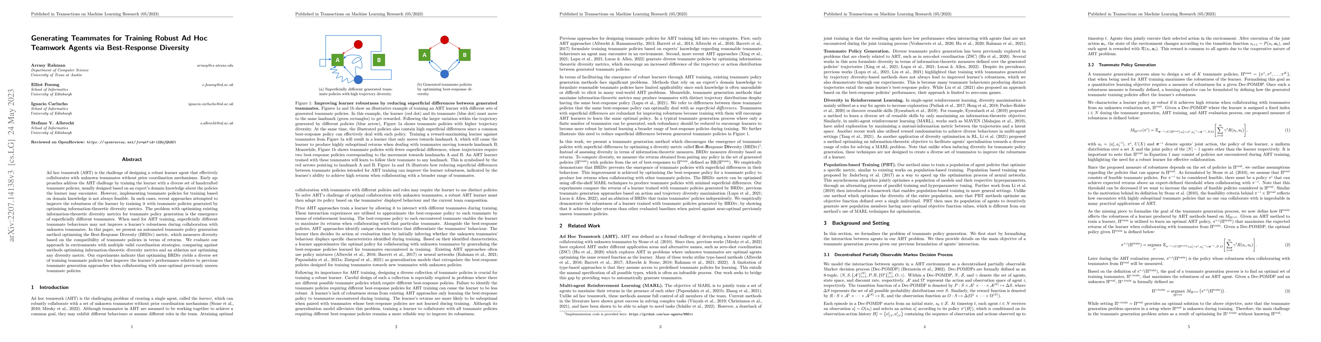Thumbnail for Generating Teammates for Training Robust Ad Hoc Teamwork Agents via
  Best-Response Diversity