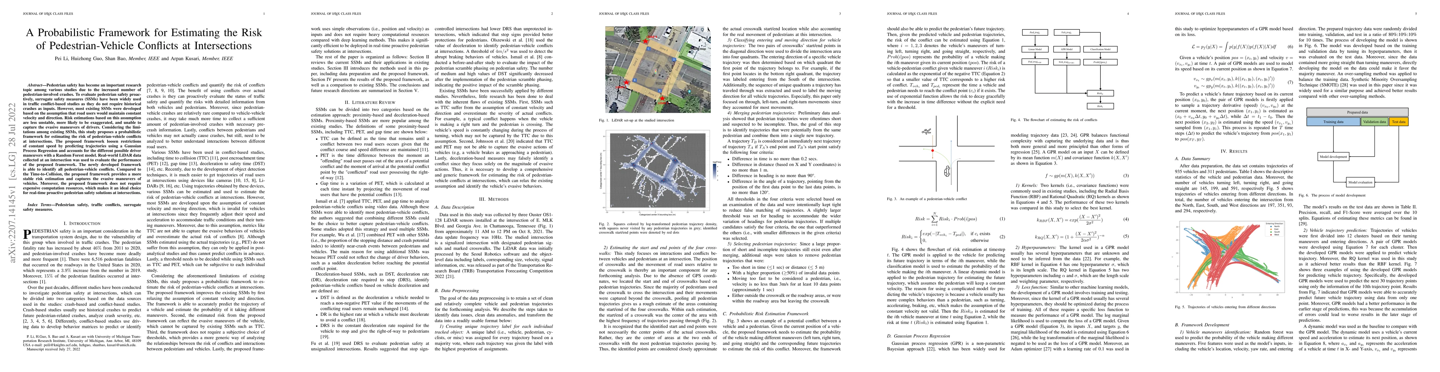 Thumbnail for A Probabilistic Framework for Estimating the Risk of Pedestrian-Vehicle
  Conflicts at Intersections