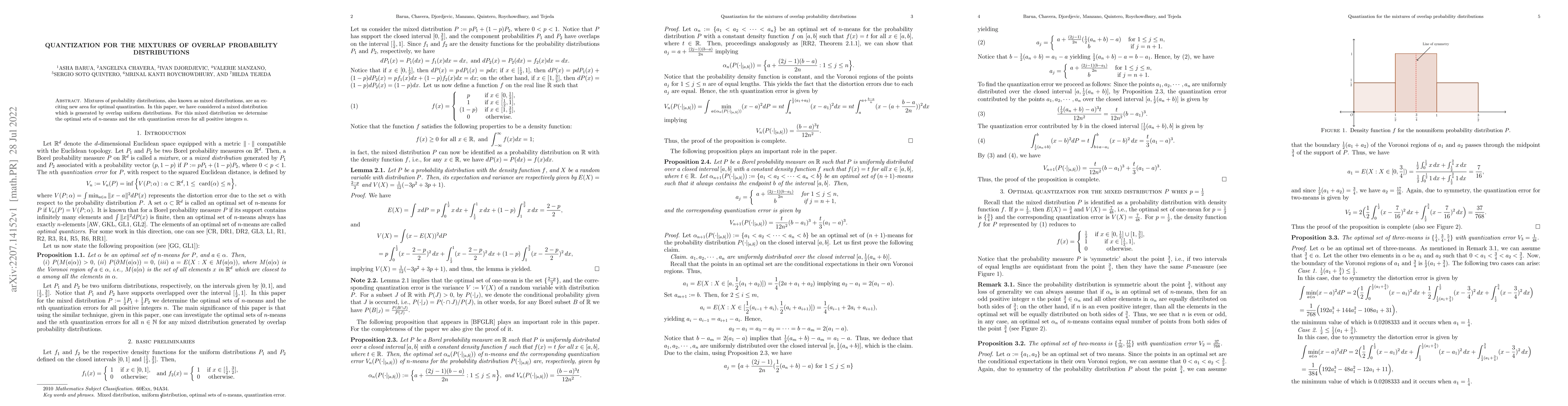 Thumbnail for Quantization for the mixtures of overlap probability distributions
