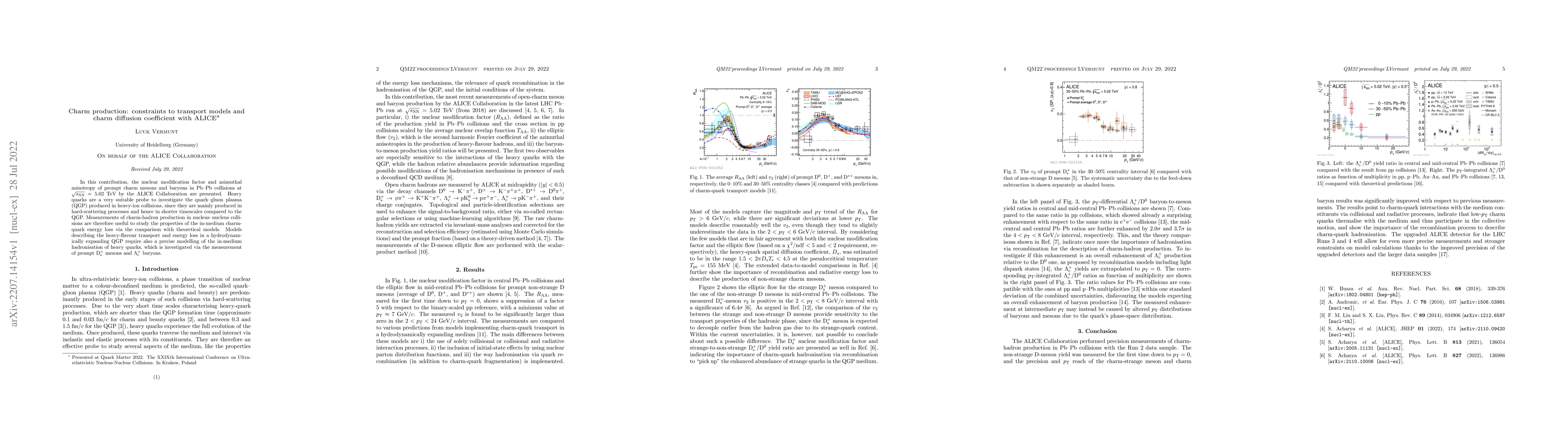 Thumbnail for Charm production: constraints to transport models and charm diffusion
  coefficient with ALICE