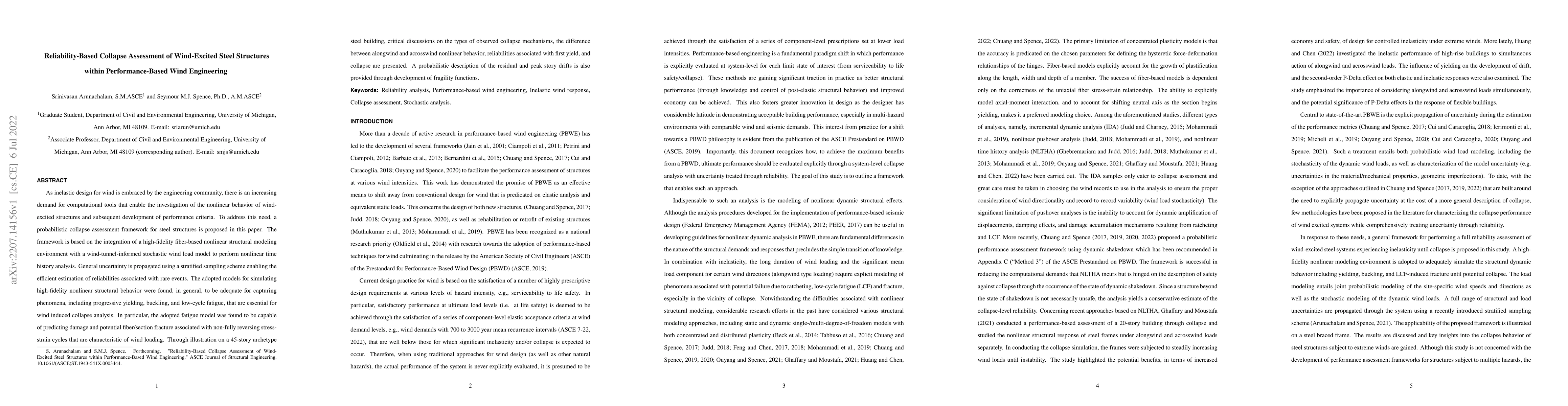 Thumbnail for Reliability-Based Collapse Assessment of Wind-Excited Steel Structures
  within Performance-Based Wind Engineering
