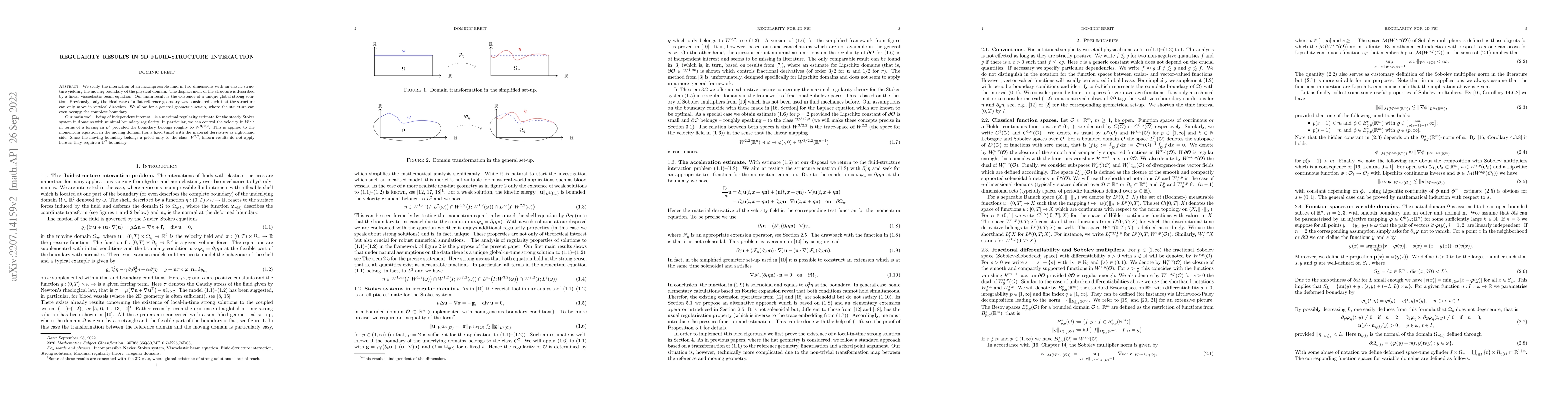 Thumbnail for Regularity results in 2D fluid-structure interaction