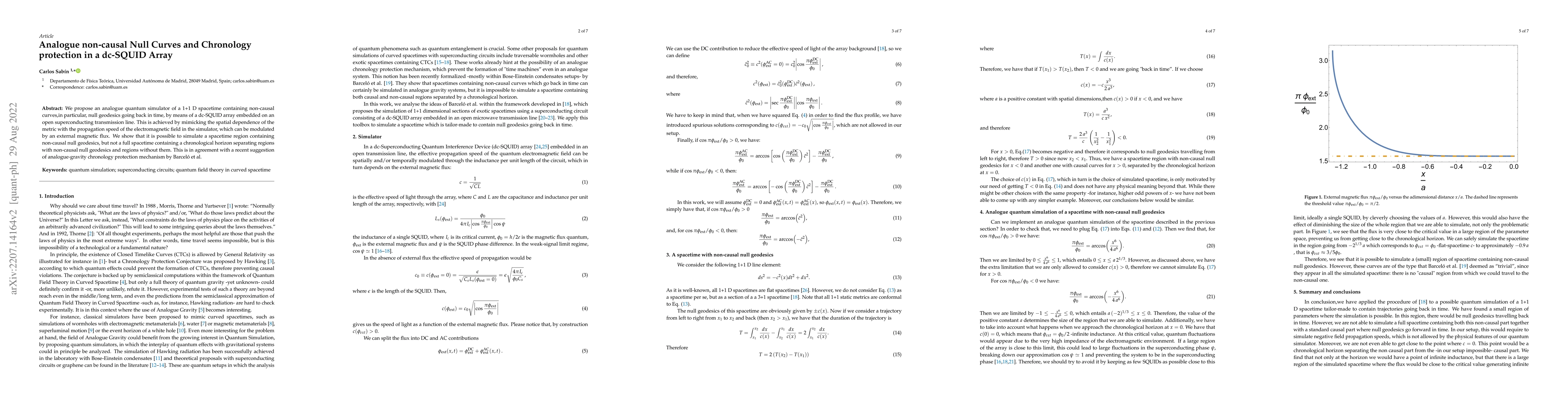 Thumbnail for Analogue non-causal Null Curves and Chronology protection in a dc-SQUID
  Array
