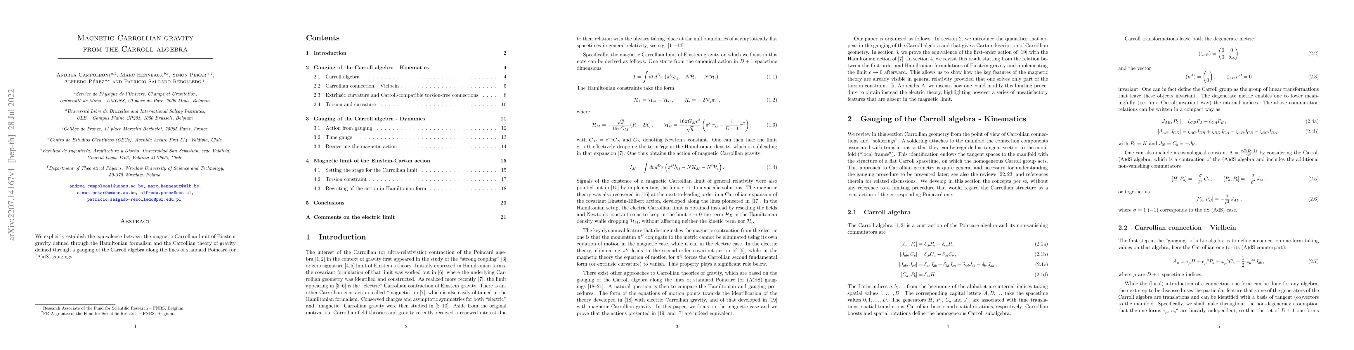 Thumbnail for Magnetic Carrollian gravity from the Carroll algebra