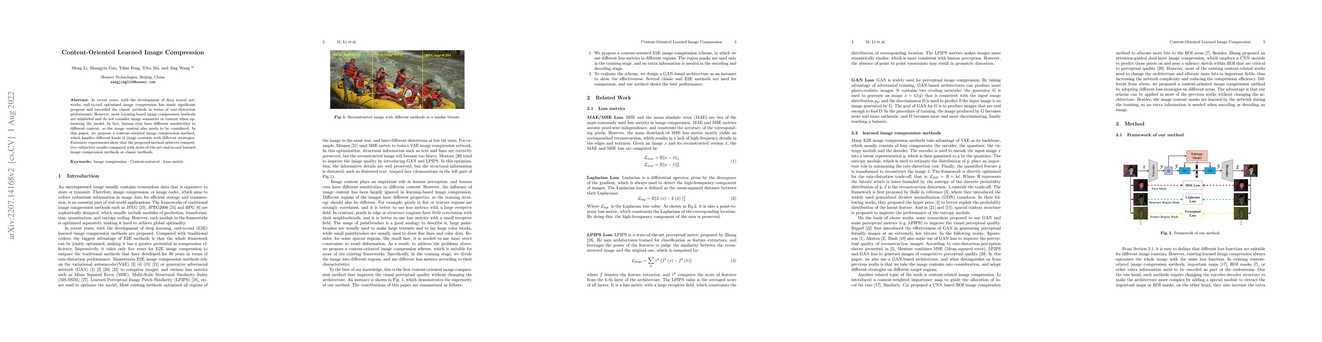 Thumbnail for Content-oriented learned image compression