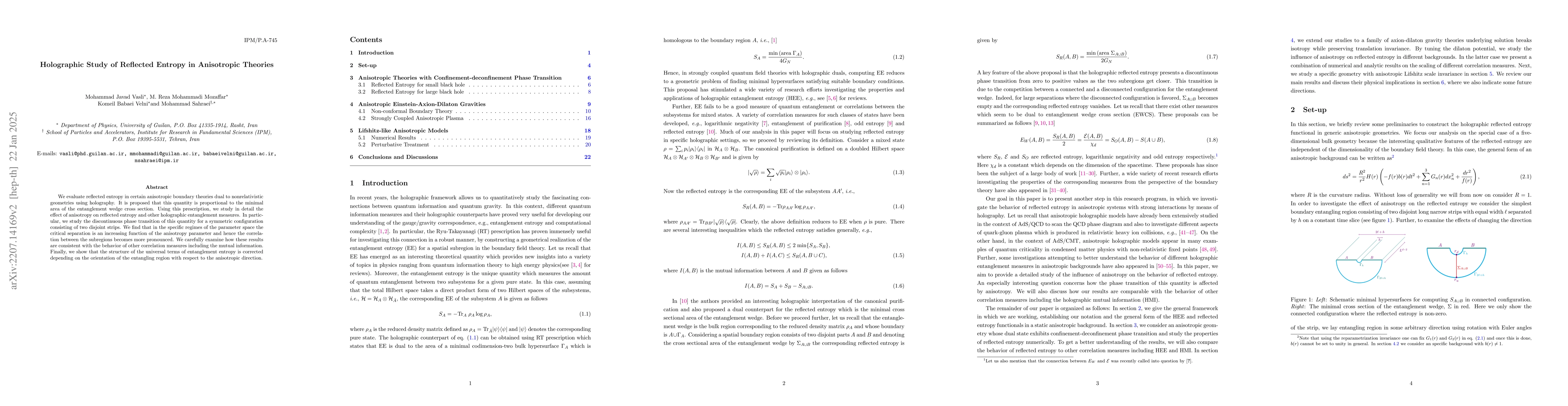 Thumbnail for Holographic Study of Reflected Entropy in Anisotropic Theories