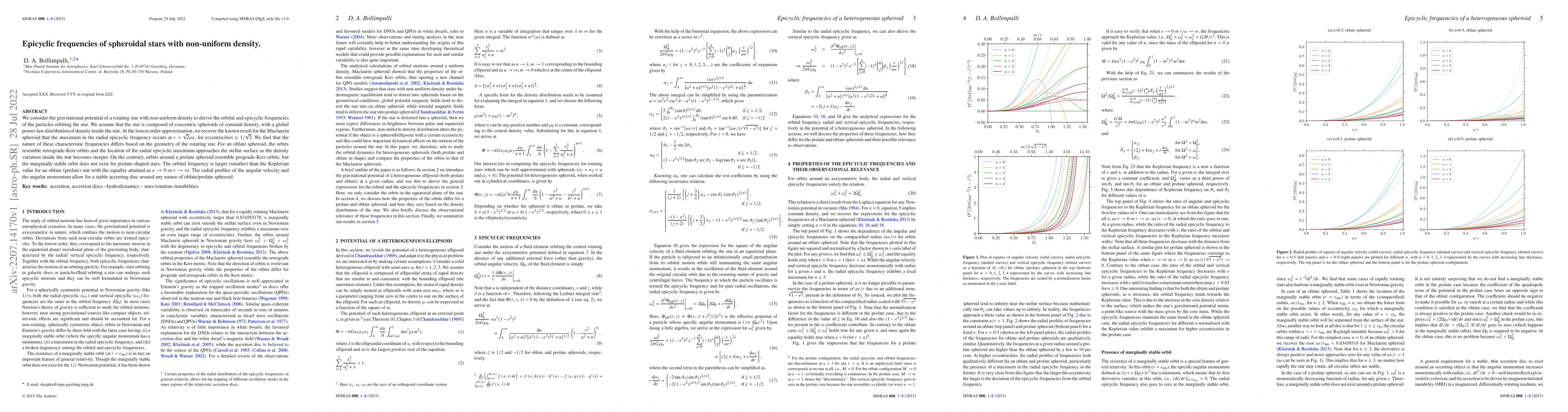 Thumbnail for Epicyclic frequencies of spheroidal stars with non-uniform density