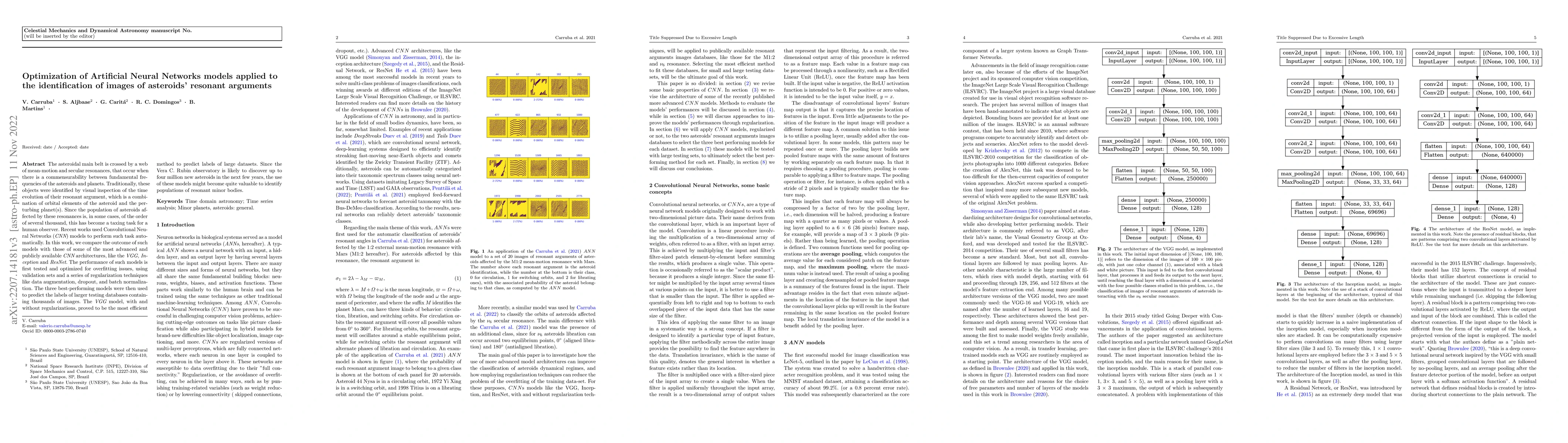 Thumbnail for Optimization of Artificial Neural Networks models applied to the
  identification of images of asteroids' resonant arguments