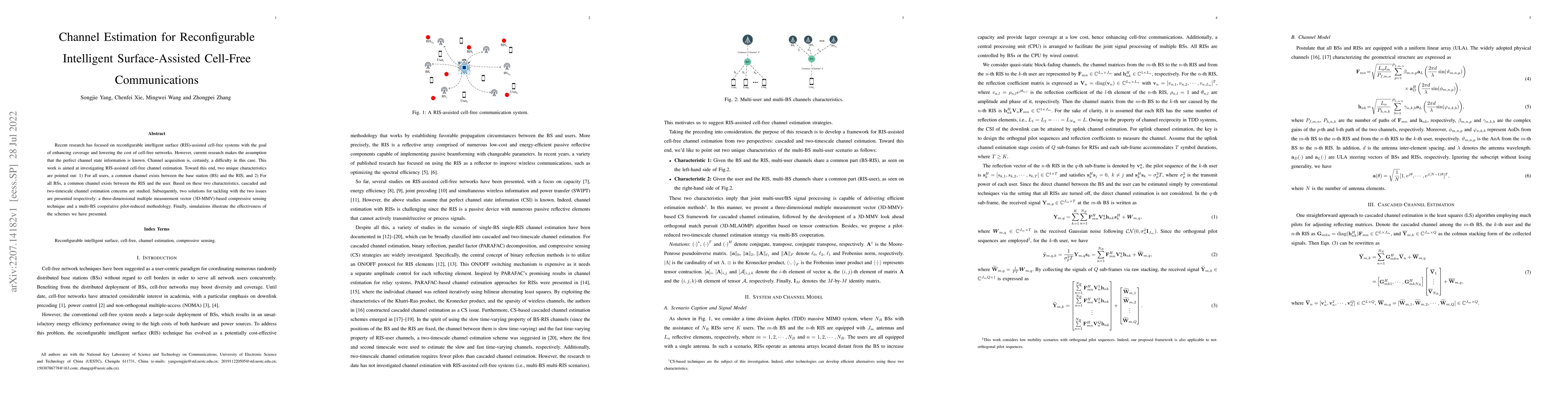 Thumbnail for Channel Estimation for Reconfigurable Intelligent Surface-Assisted
  Cell-Free Communications