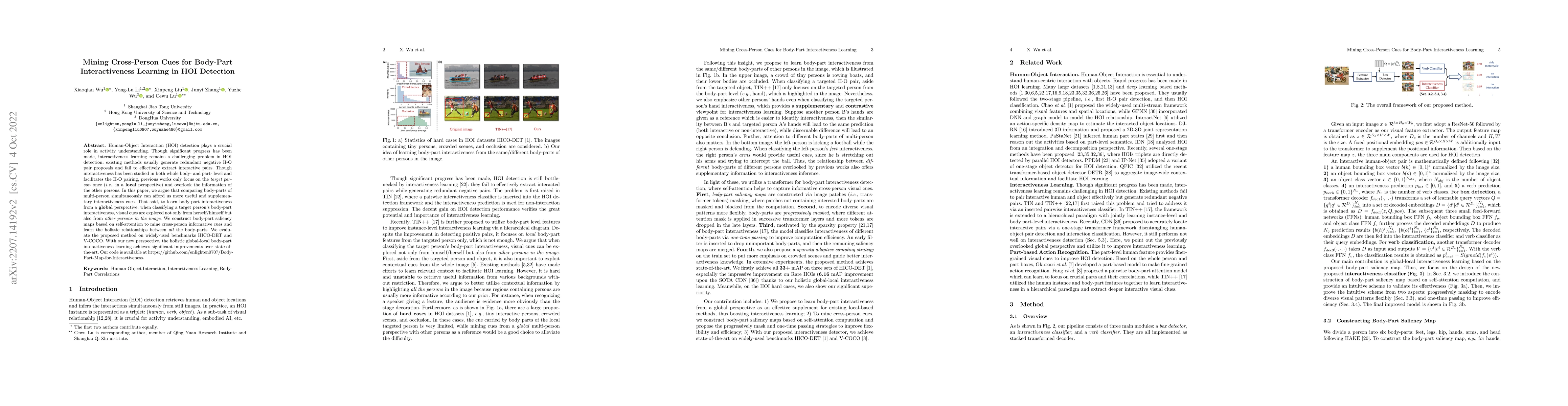 Thumbnail for Mining Cross-Person Cues for Body-Part Interactiveness Learning in HOI
  Detection