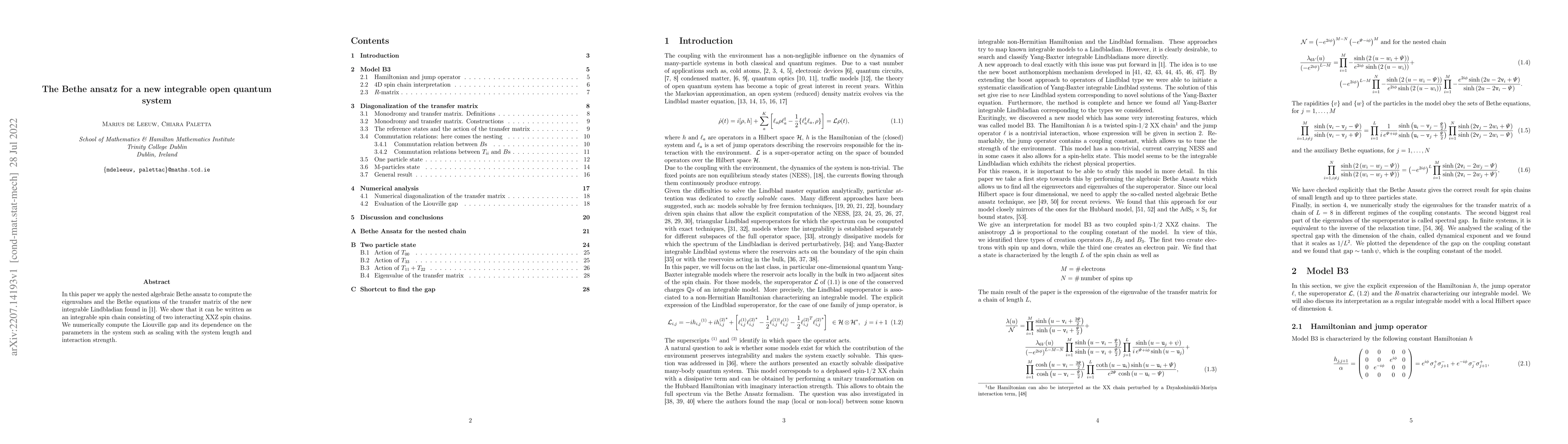 Thumbnail for The Bethe ansatz for a new integrable open quantum system