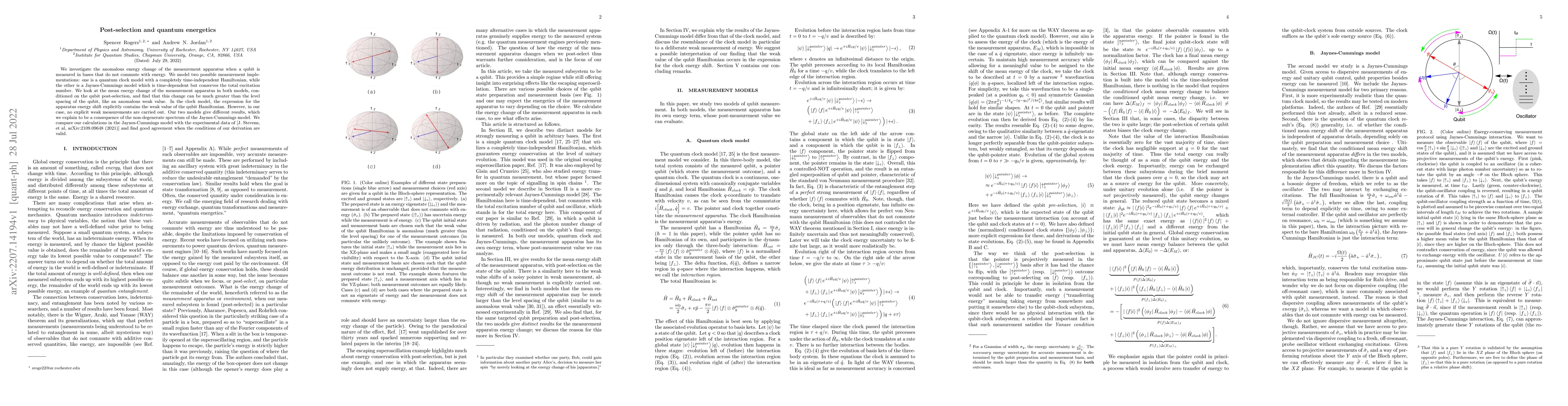 Thumbnail for Post-selection and quantum energetics