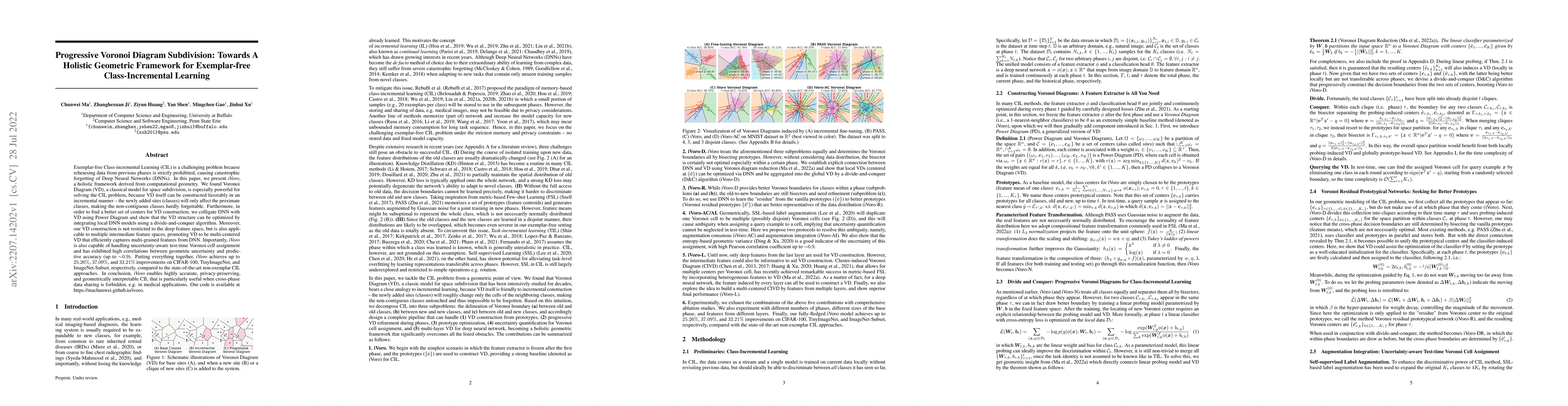 Thumbnail for Progressive Voronoi Diagram Subdivision: Towards A Holistic Geometric
  Framework for Exemplar-free Class-Incremental Learning