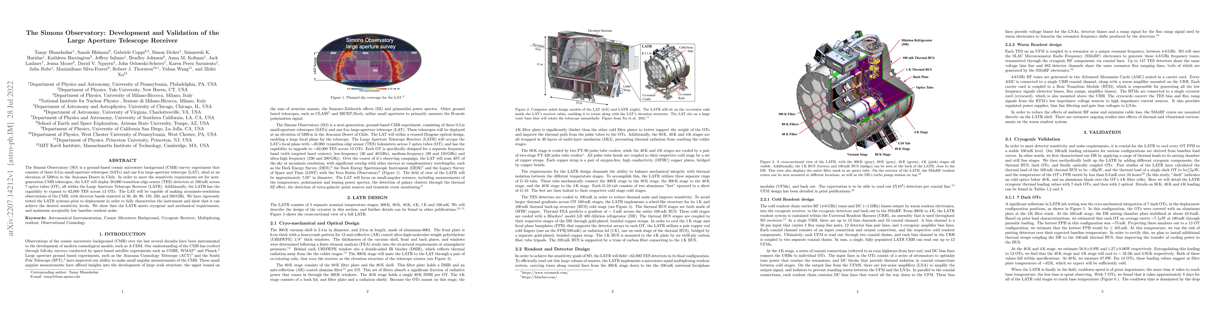 Thumbnail for The Simons Observatory: Development and Validation of the Large Aperture
  Telescope Receiver