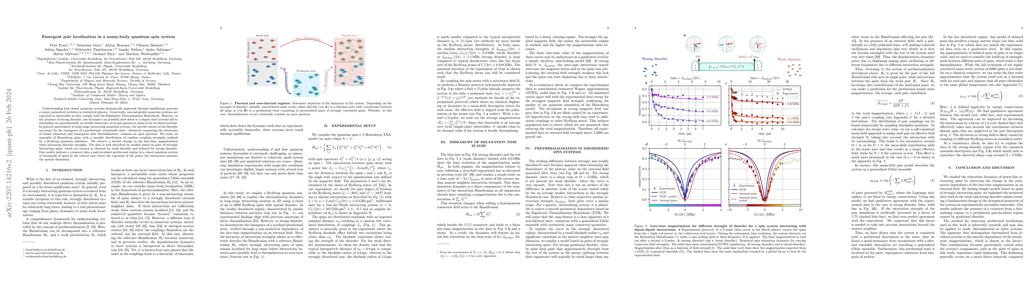 Thumbnail for Emergent pair localization in a many-body quantum spin system