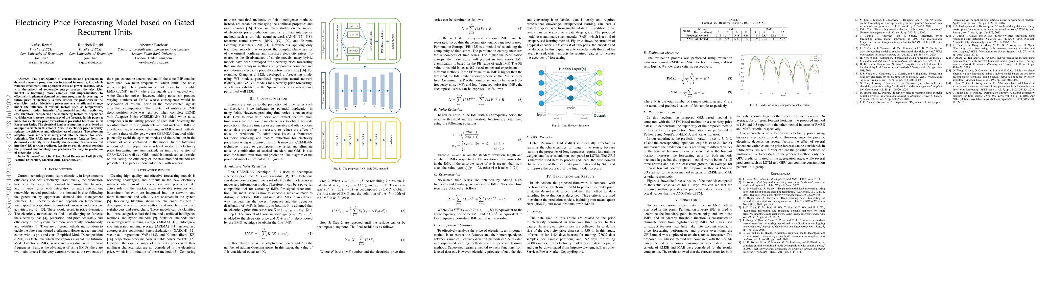 Thumbnail for Electricity Price Forecasting Model based on Gated Recurrent Units