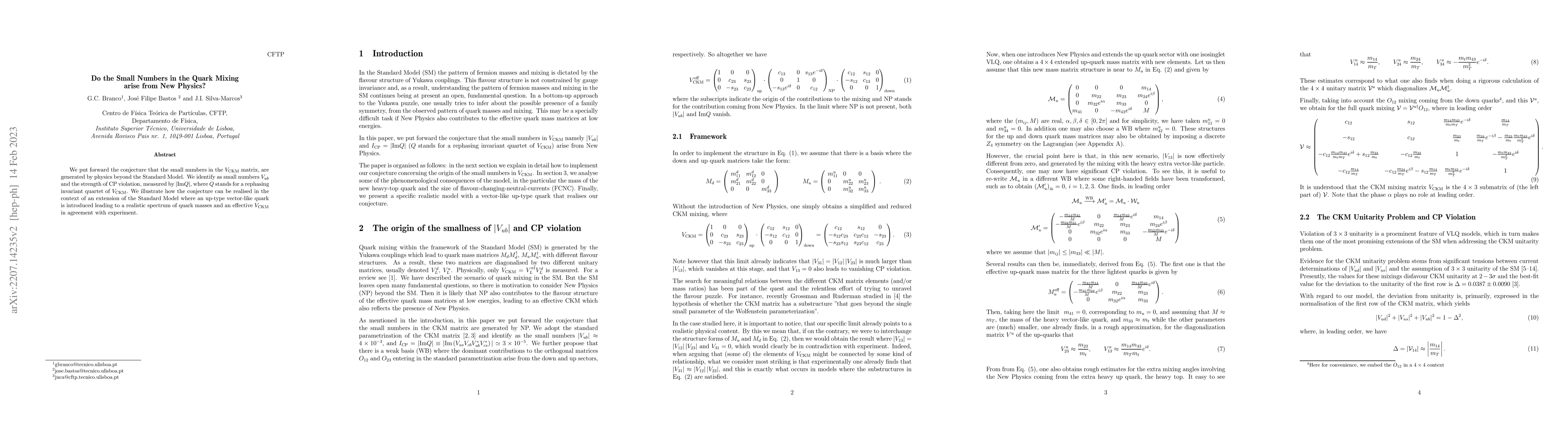 Thumbnail for Do the Small Numbers in the Quark Mixing arise from New Physics?