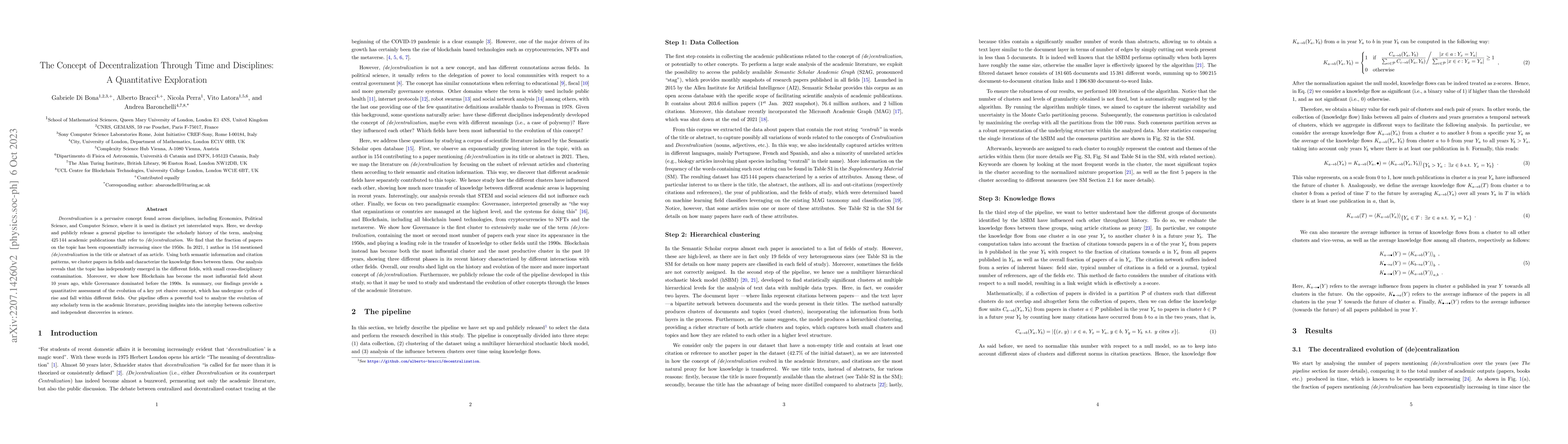 Thumbnail for The Concept of Decentralization Through Time and Disciplines: A
  Quantitative Exploration