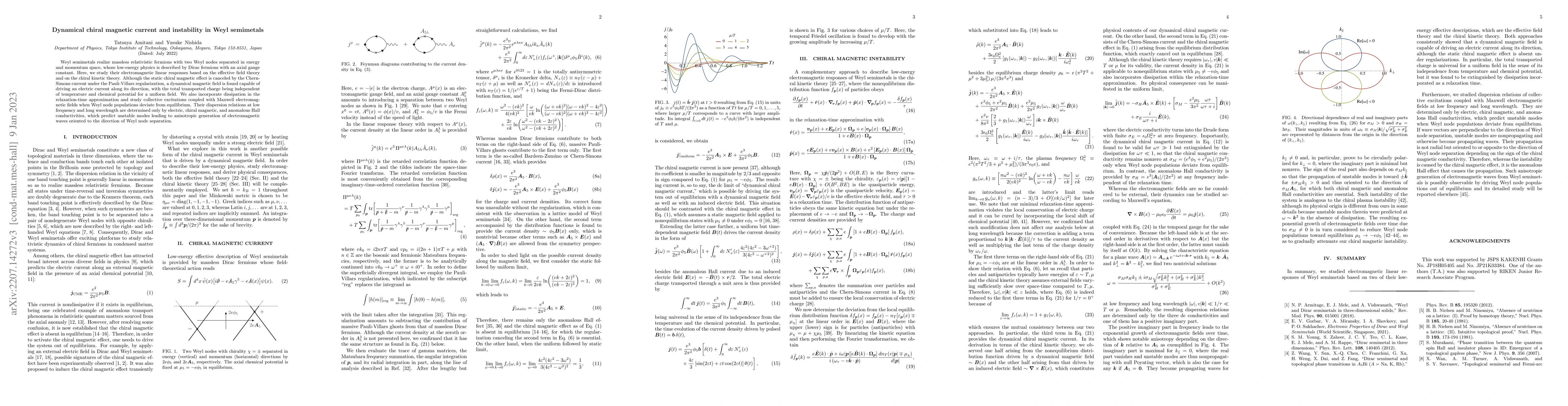 Thumbnail for Dynamical chiral magnetic current and instability in Weyl semimetals