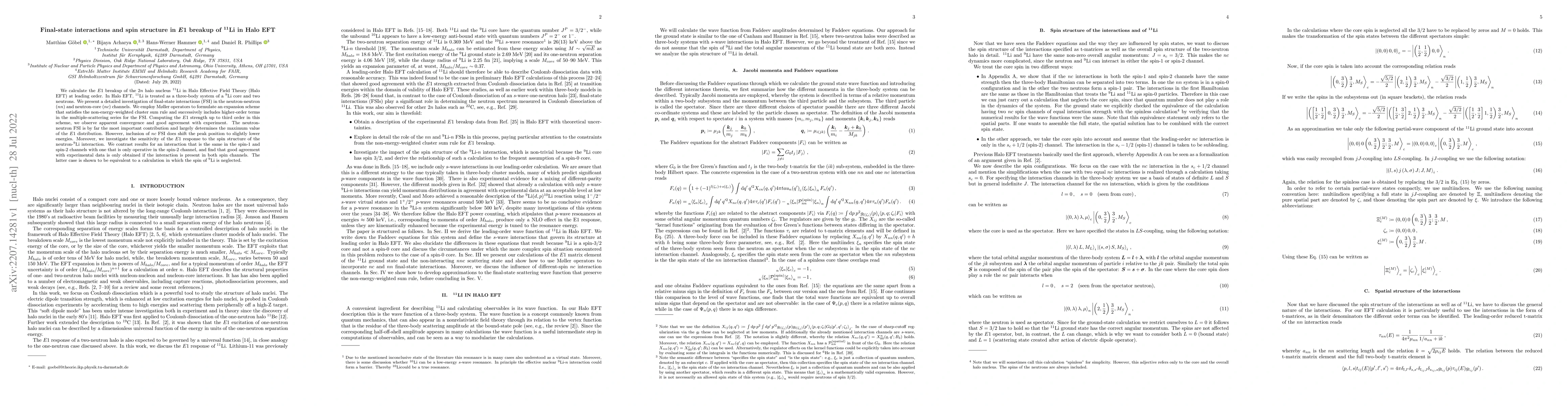 Thumbnail for Final-state interactions and spin structure in $E1$ breakup of $^11$Li
  in Halo EFT