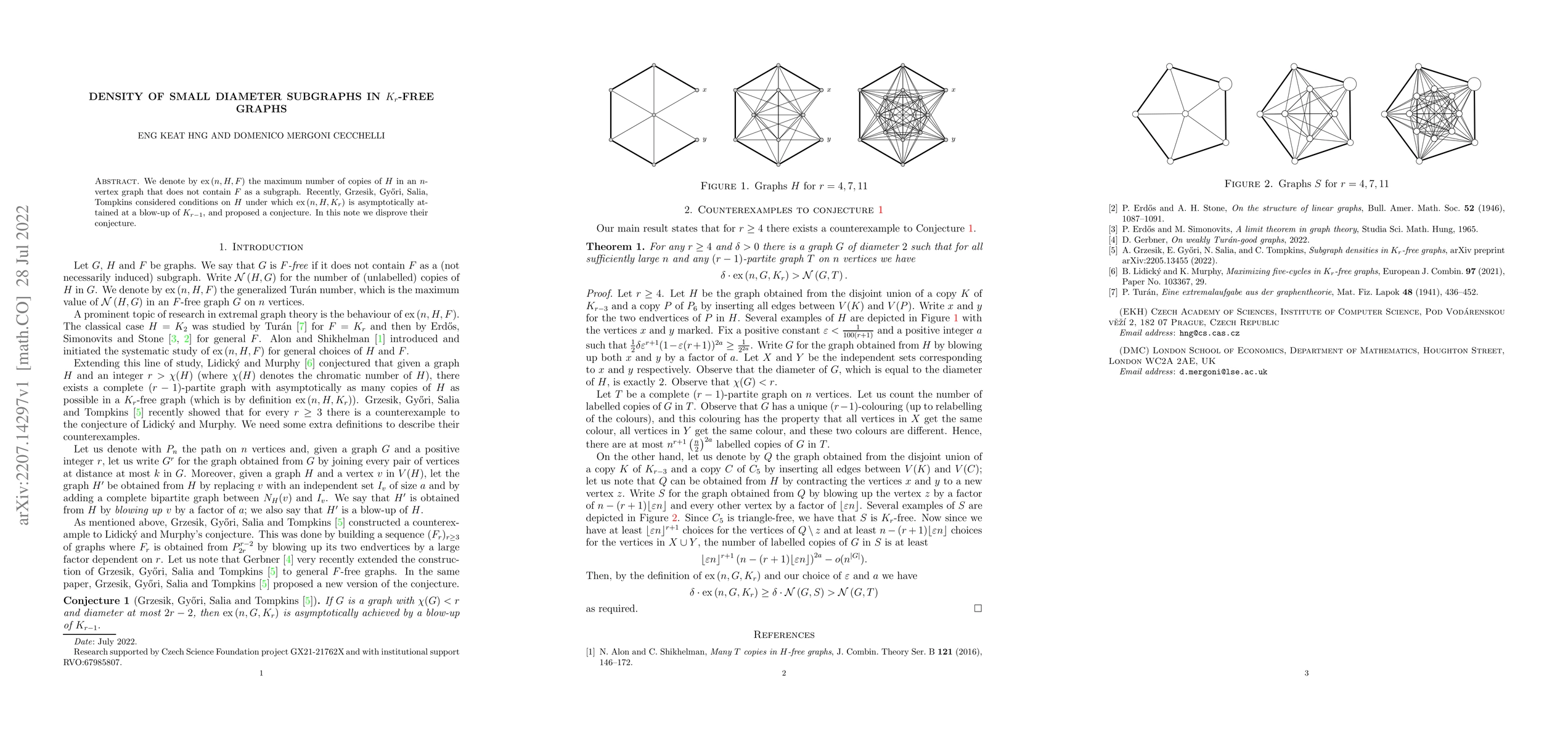Thumbnail for Density of small diameter subgraphs in $K_r$-free graphs