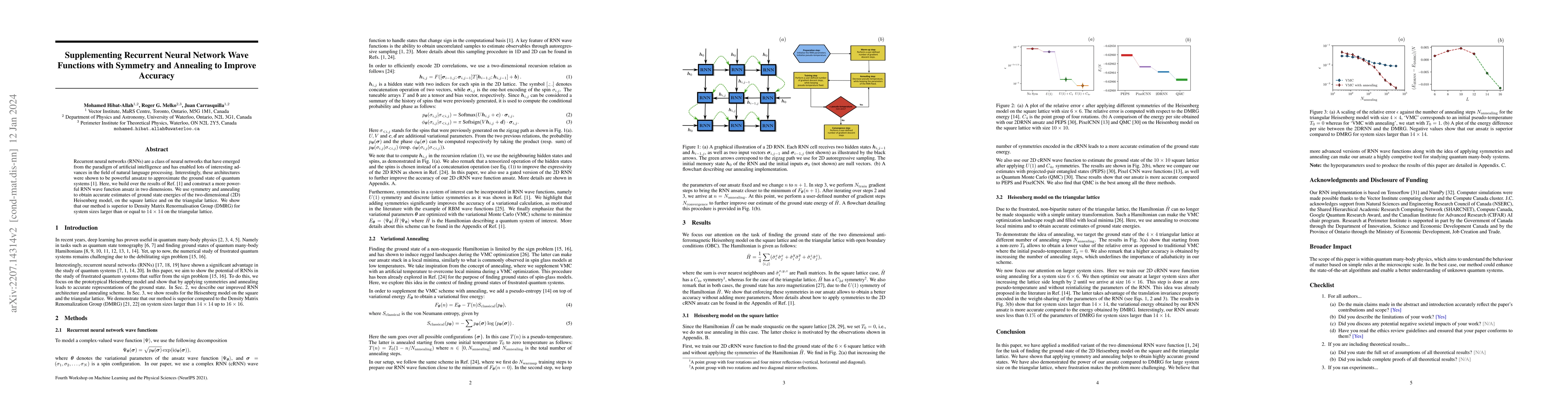 Thumbnail for Supplementing Recurrent Neural Network Wave Functions with Symmetry and
  Annealing to Improve Accuracy