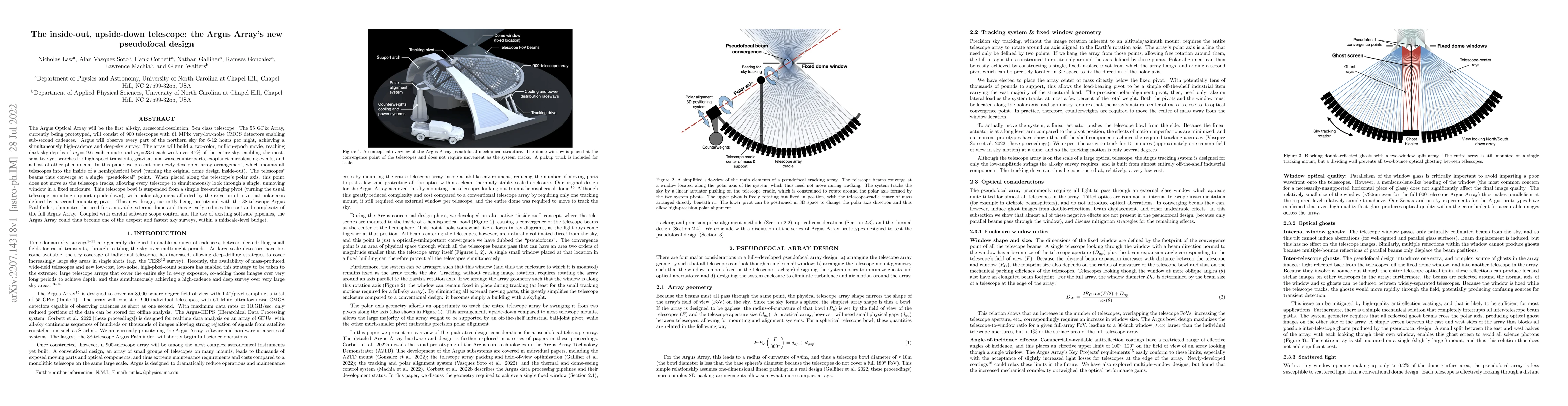 Thumbnail for The inside-out, upside-down telescope: the Argus Array's new pseudofocal
  design